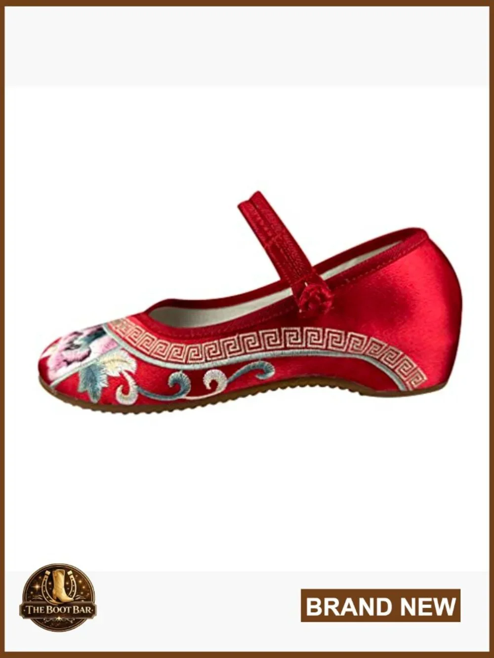 Women Embroidered Ballet Flats Floral Mary Jane Shoes Canvas Round Toe Comfort